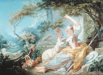 Fragonard Canvas - shepherdess 1752 hedonism Jean Honore Fragonard classic Rococo